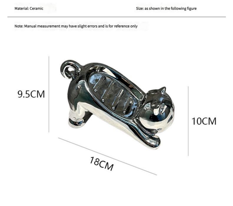 Charming Cat-Shaped Ceramic Soap Dish - Creative & Versatile Home Decor Accent(Black)