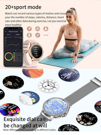Elegant Women's Smartwatch,HD Touchscreen, Bluetooth Calls, Health Monitoring(Silver) - Factory Direct Shop
