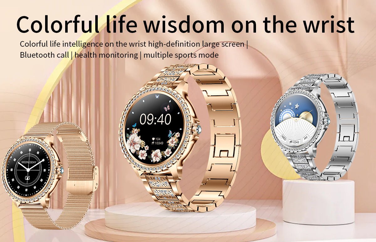 Elegant Women's Smartwatch,HD Touchscreen, Bluetooth Calls, Health Monitoring(Black) - Factory Direct Shop