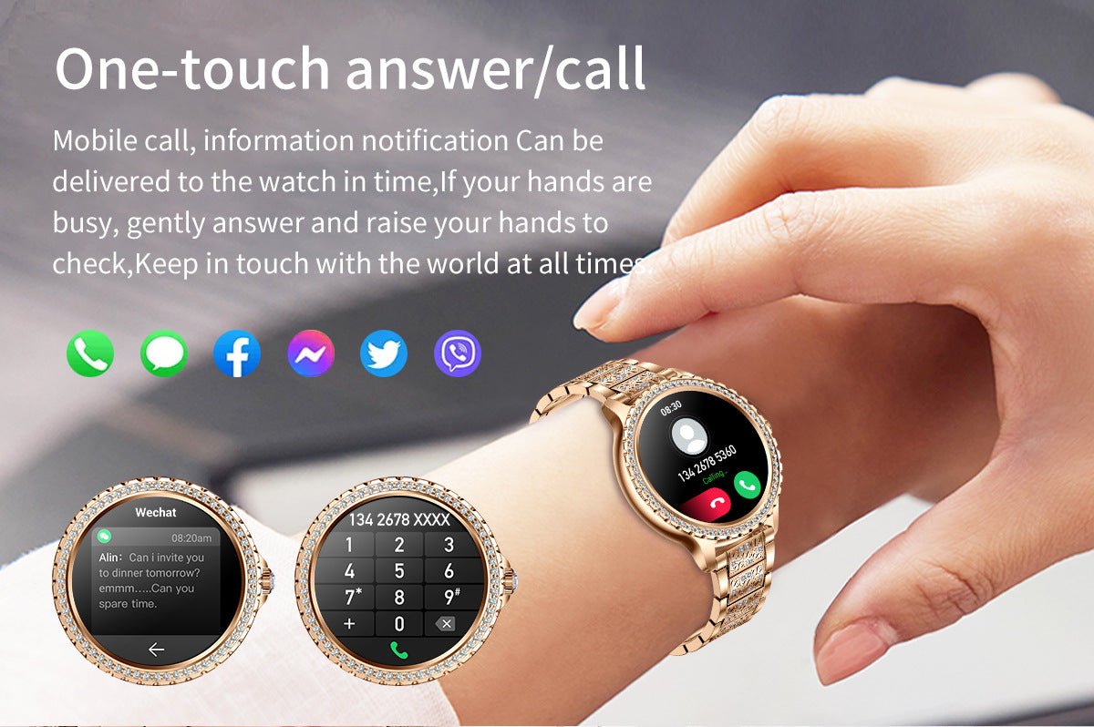 Elegant Women's Smartwatch,HD Touchscreen, Bluetooth Calls, Health Monitoring(Purple) - Factory Direct Shop