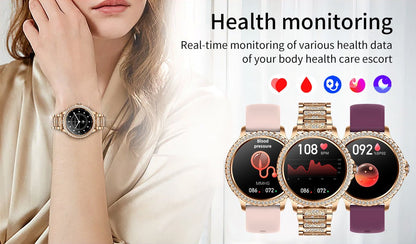Elegant Women's Smartwatch,HD Touchscreen, Bluetooth Calls, Health Monitoring(Purple) - Factory Direct Shop