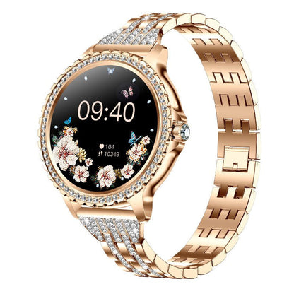 Elegant Women's Smartwatch,HD Touchscreen, Bluetooth Calls, Health Monitoring(Gold Thin Steel Strip) - Factory Direct Shop