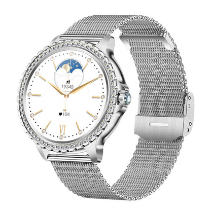 Elegant Women's Smartwatch,HD Touchscreen, Bluetooth Calls, Health Monitoring(Silver Thin Steel Strip) - Factory Direct Shop