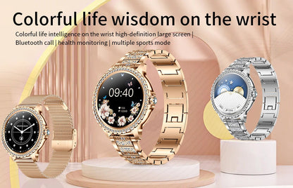Elegant Women's Smartwatch,HD Touchscreen, Bluetooth Calls, Health Monitoring(Silver Thin Steel Strip) - Factory Direct Shop