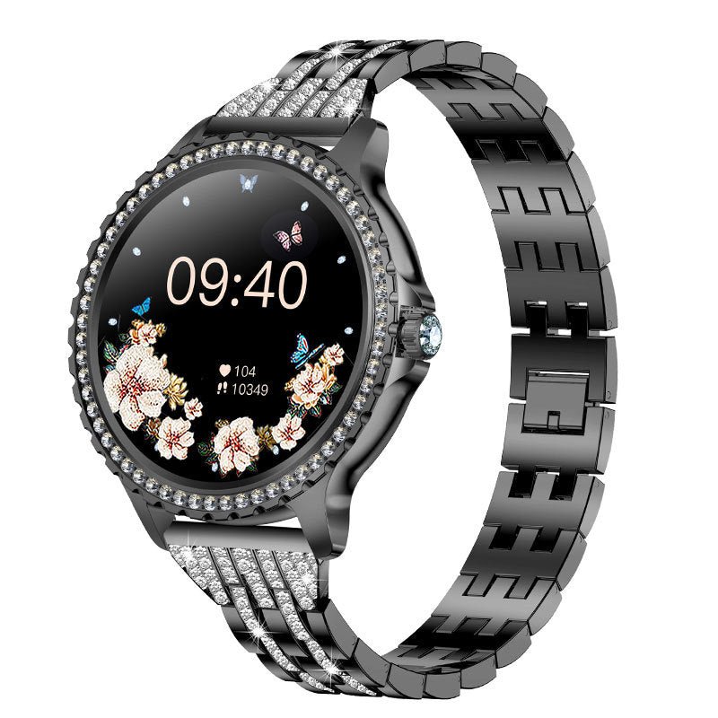 Elegant Women's Smartwatch,HD Touchscreen, Bluetooth Calls, Health Monitoring(Black Thin Steel Strip) - Factory Direct Shop
