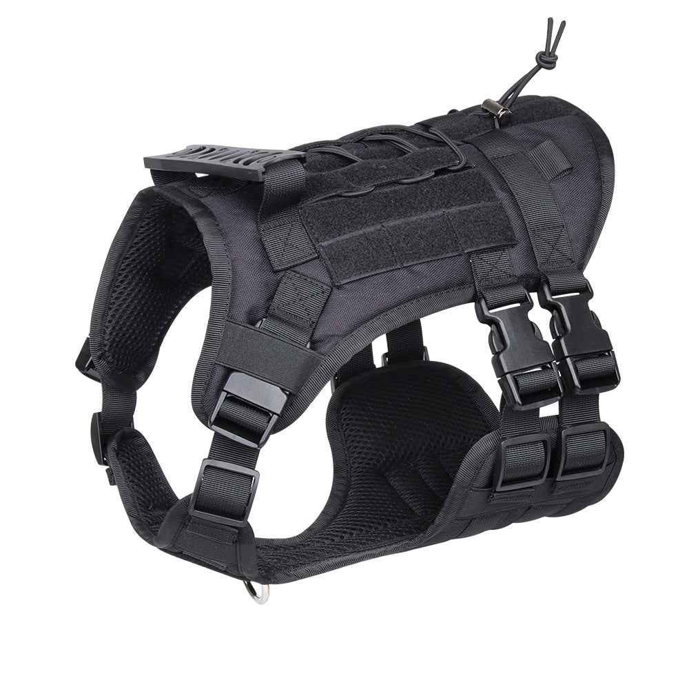 Black Tactical Dog Training Harness - Adjustable Vest for Training and Walking - M