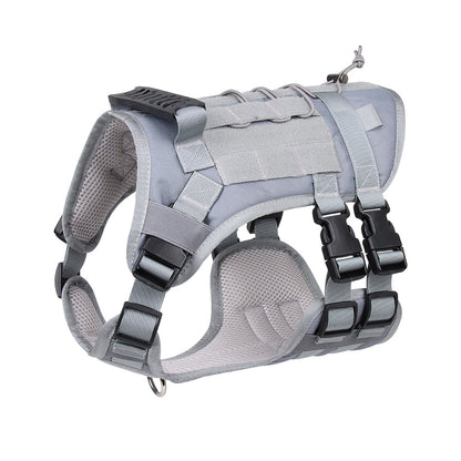 Gray Tactical Dog Training Harness - Adjustable Vest for Training and Walking - L