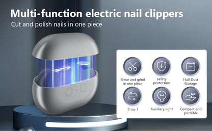 Pink Multi-Function Electric Nail File - Built-in Storage Space, LED Light, Quiet Operation