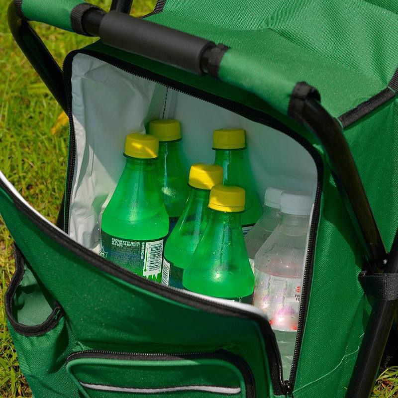 Cooler Backpack Chair With 10L Insulated Cooler Bag- Green