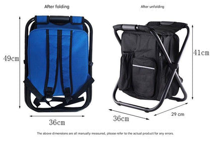 Cooler Backpack Chair With 10L Insulated Cooler Bag-Black