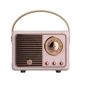 Pink Retro Bluetooth Speaker - Portable Mini Wireless Speaker with Vintage Radio Design (Product size: 7x11x5cm)
