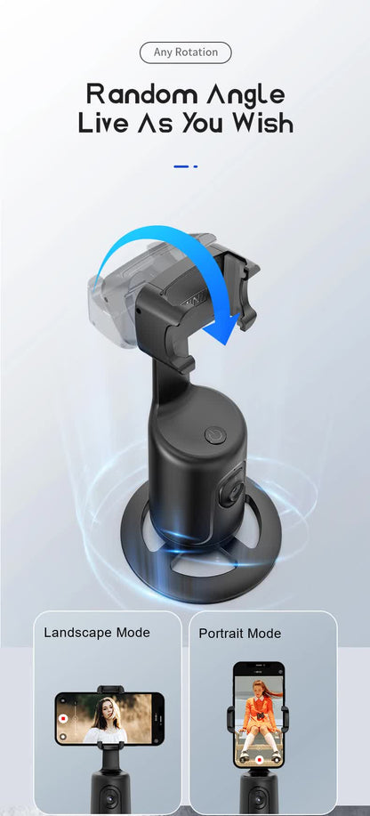 Pink AI Smart Auto Tracking Phone Holder - 360° Rotation Face & Body Tracking Mount