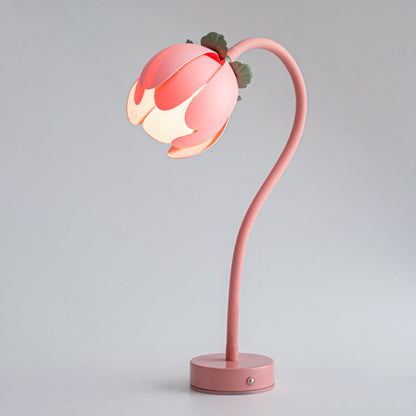 Pink LED Tulip Desk Lamp - Flexible Gooseneck, Decorative Flower Table Light