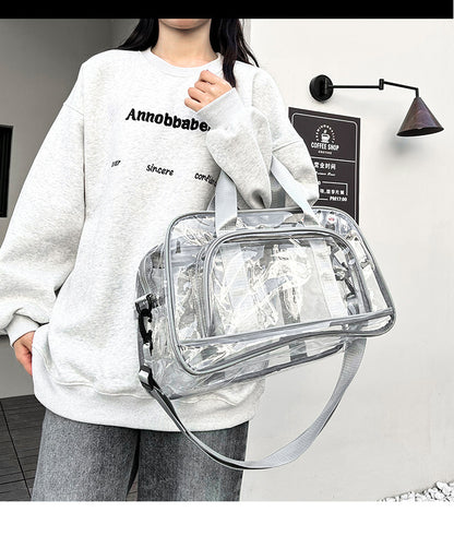 Silver transparent Multi-Purpose Clear PVC Bag - Travel, Fitness, Storage Tote (50x32x18cm)