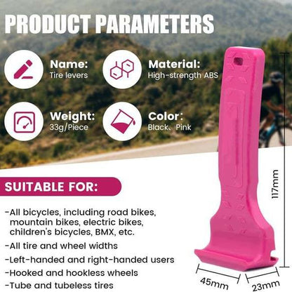 Pink Easy-to-use bicycle tire levers (one pair) - quick tire removal and installation tool