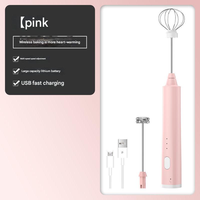 Green Cordless Drink Mixer & Egg Beater with 2 Whisk Heads - USB Powered - Factory Direct Shop