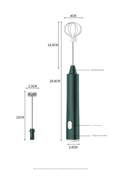 Green Cordless Drink Mixer & Egg Beater with 2 Whisk Heads - USB Powered - Factory Direct Shop