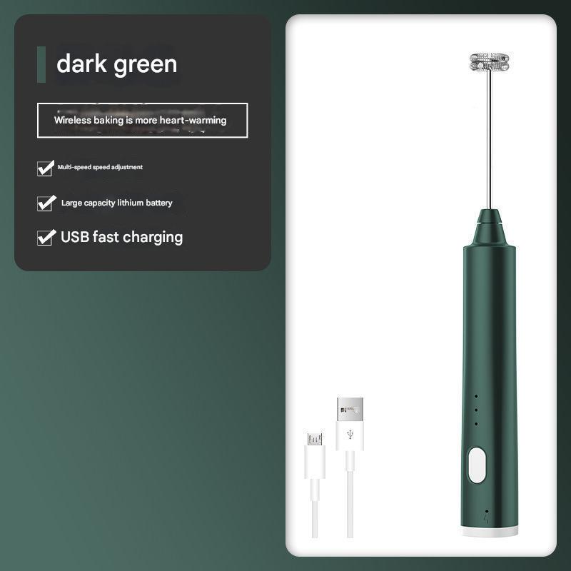 Green Cordless Drink Mixer & Frother Wand - USB Powered(Spring bubbler head) - Factory Direct Shop