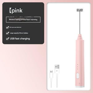 Pink Cordless Drink Mixer & Frother Wand - USB Powered(Spring bubbler head) - Factory Direct Shop