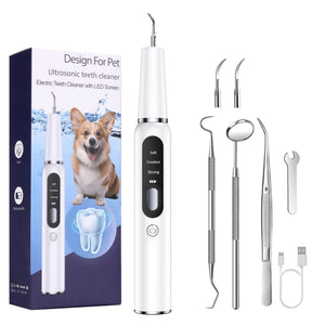White Professional Pet Dental Cleaning Kit - Ultrasonic Scaler, Tools & 3 Modes - Factory Direct Shop