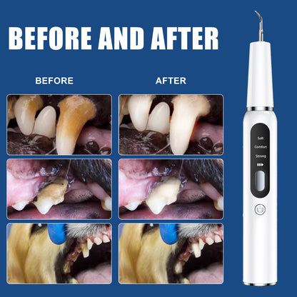 White Professional Pet Dental Cleaning Kit - Ultrasonic Scaler, Tools & 3 Modes - Factory Direct Shop