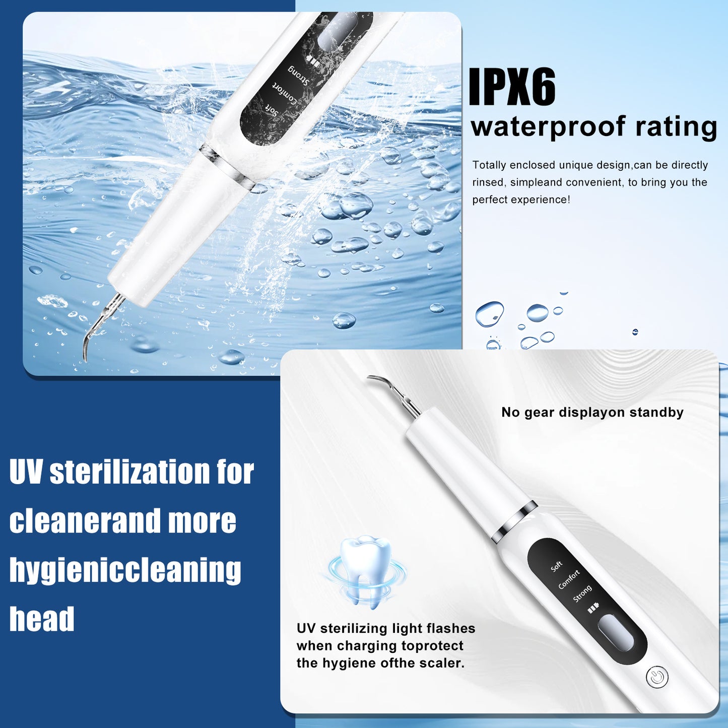 White Professional Pet Dental Cleaning Kit - Ultrasonic Scaler, Tools & 3 Modes - Factory Direct Shop
