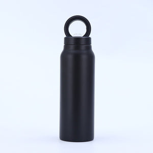 Stainless Steel Sports Water Bottle Insulated with Magnetic Phone Stand - Black 710ml - Factory Direct Shop