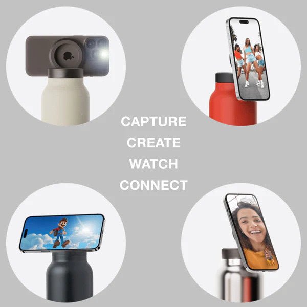 Stainless Steel Sports Water Bottle Insulated with Magnetic Phone Stand - Black 710ml - Factory Direct Shop