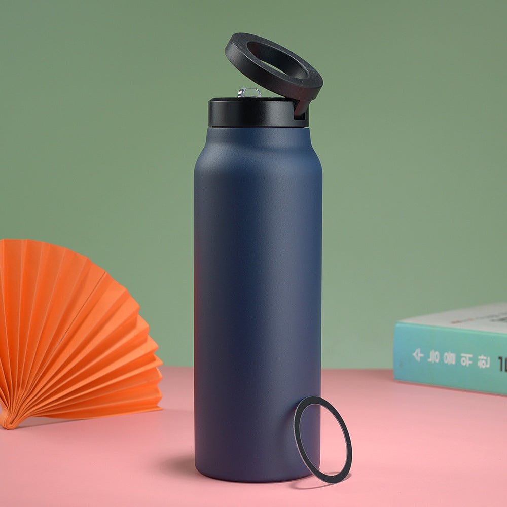 Stainless Steel Sports Water Bottle Insulated with Magnetic Phone Stand - Blue 946ml - Factory Direct Shop