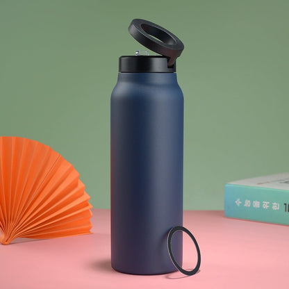 Stainless Steel Sports Water Bottle Insulated with Magnetic Phone Stand - Blue 946ml - Factory Direct Shop