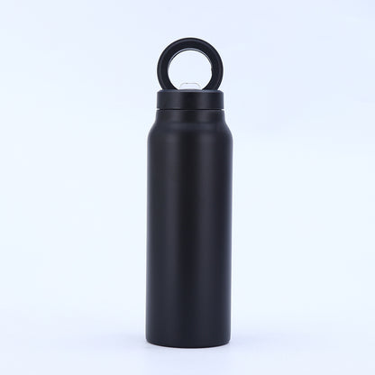 Stainless Steel Insulated Water Bottle with Integrated Magnetic Phone Stand - Black (32oz) - Factory Direct Shop