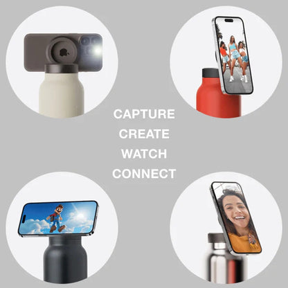 Stainless Steel Insulated Water Bottle with Integrated Magnetic Phone Stand - Black (32oz) - Factory Direct Shop