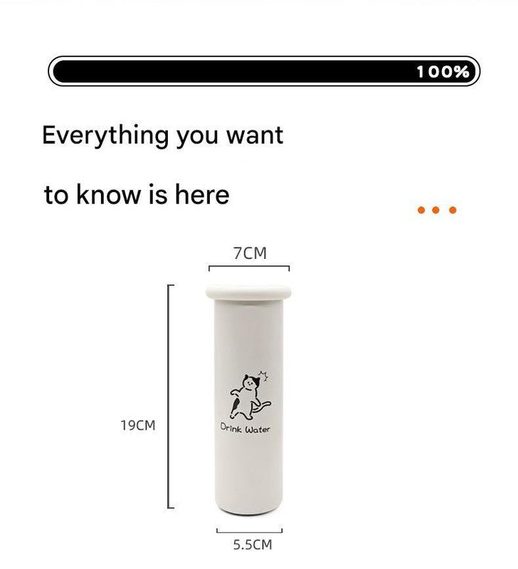Mini Insulated Coffee Cup - 316 Stainless Steel, Portable & Stylish - White Kitten (300ml) - Factory Direct Shop