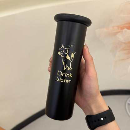 Mini Insulated Coffee Cup - 316 Stainless Steel, Portable & Stylish - Black Kitten (300ml) - Factory Direct Shop