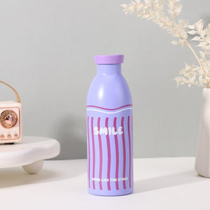 Cute Milk Bottle Thermos - 500ml Stainless Steel Insulated Water Bottle (Purple Stripes) - Factory Direct Shop
