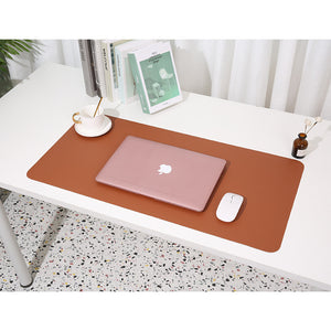 2 PCS Reddish brown/gray Extra-Large Leather Table Mat for Study & Work - Pad for Students & Office Use (60x30cm)