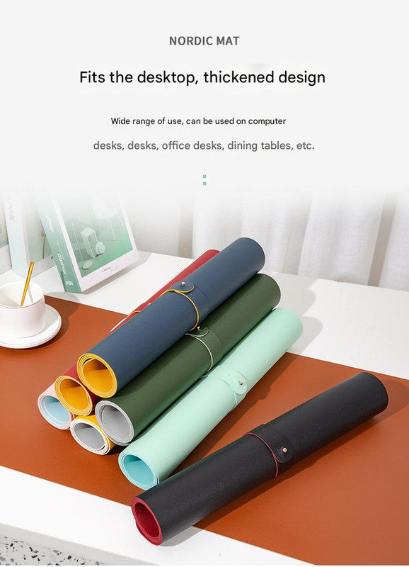 2 PCS Smoky pink/light blue Extra-Large Leather Table Mat for Study & Work - Pad for Students & Office Use (60x30cm)