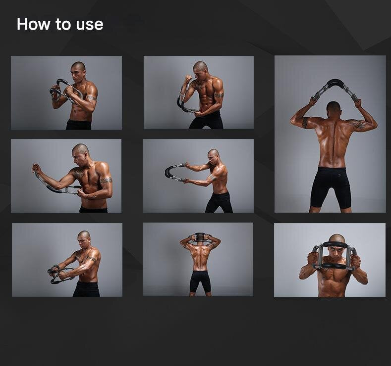 Gray black Adjustable U-Shaped Arm Exerciser - For Home Fitness Strength Training (40kg)