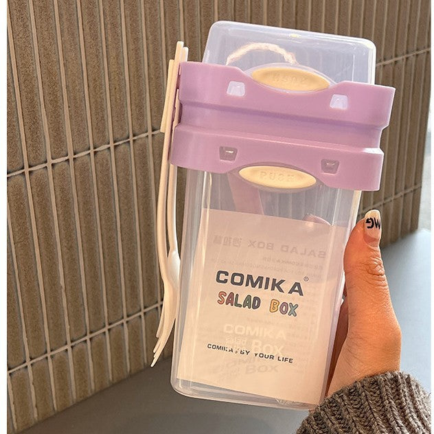 Purple Portable salad cup with ingredient compartment and fork and spoon - enjoy breakfast on the go - Factory Direct Shop