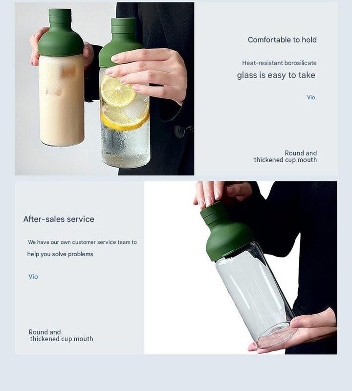Style Cold Brew Bottle - 450ml Glass, Leak - Resistant Silicone Top Green Silicone Lid - Factory Direct Shop