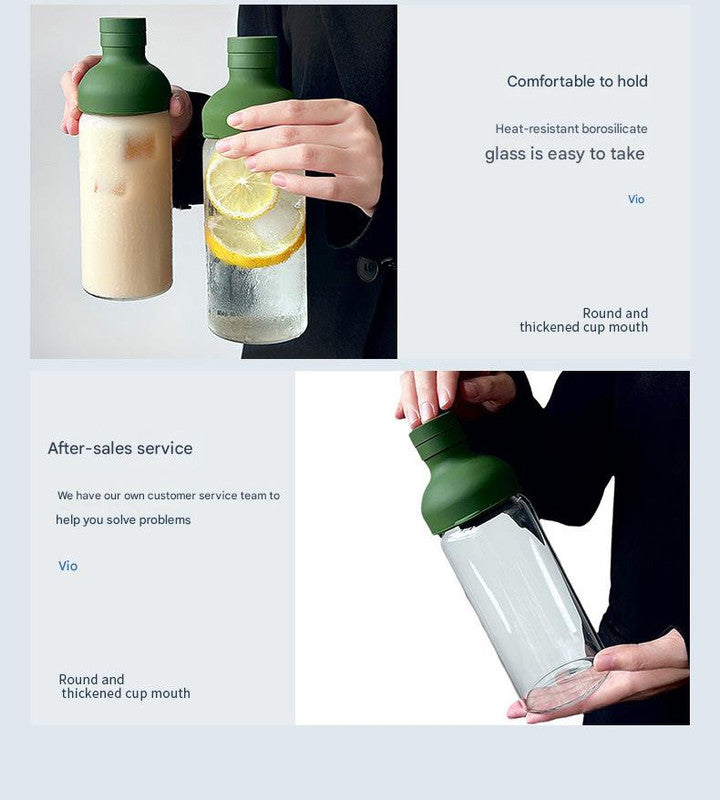 Style Cold Brew Bottle - 450ml Glass, Leak - Resistant Silicone Top White Silicone Lid - Factory Direct Shop