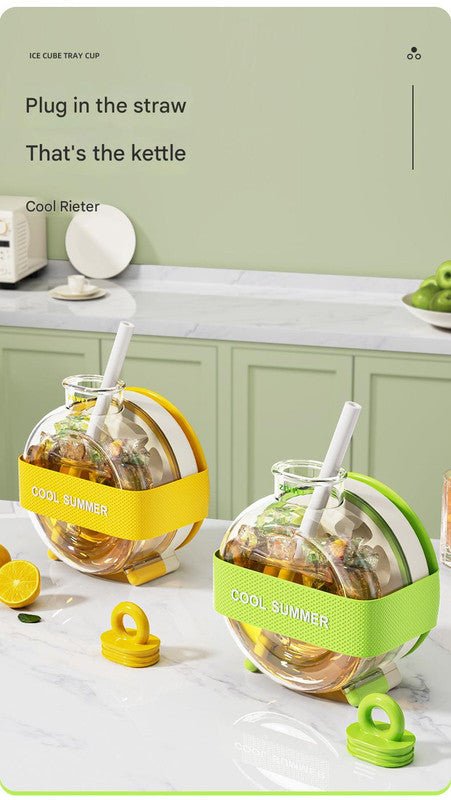 Yellow Portable Press - Release Ice Cube Maker Bottle - Makes 12 Cubes, Doubles as Bottle - Factory Direct Shop