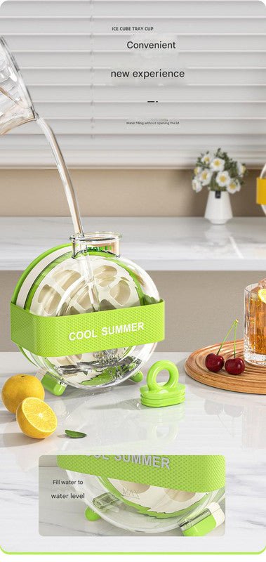 Yellow Portable Press - Release Ice Cube Maker Bottle - Makes 12 Cubes, Doubles as Bottle - Factory Direct Shop