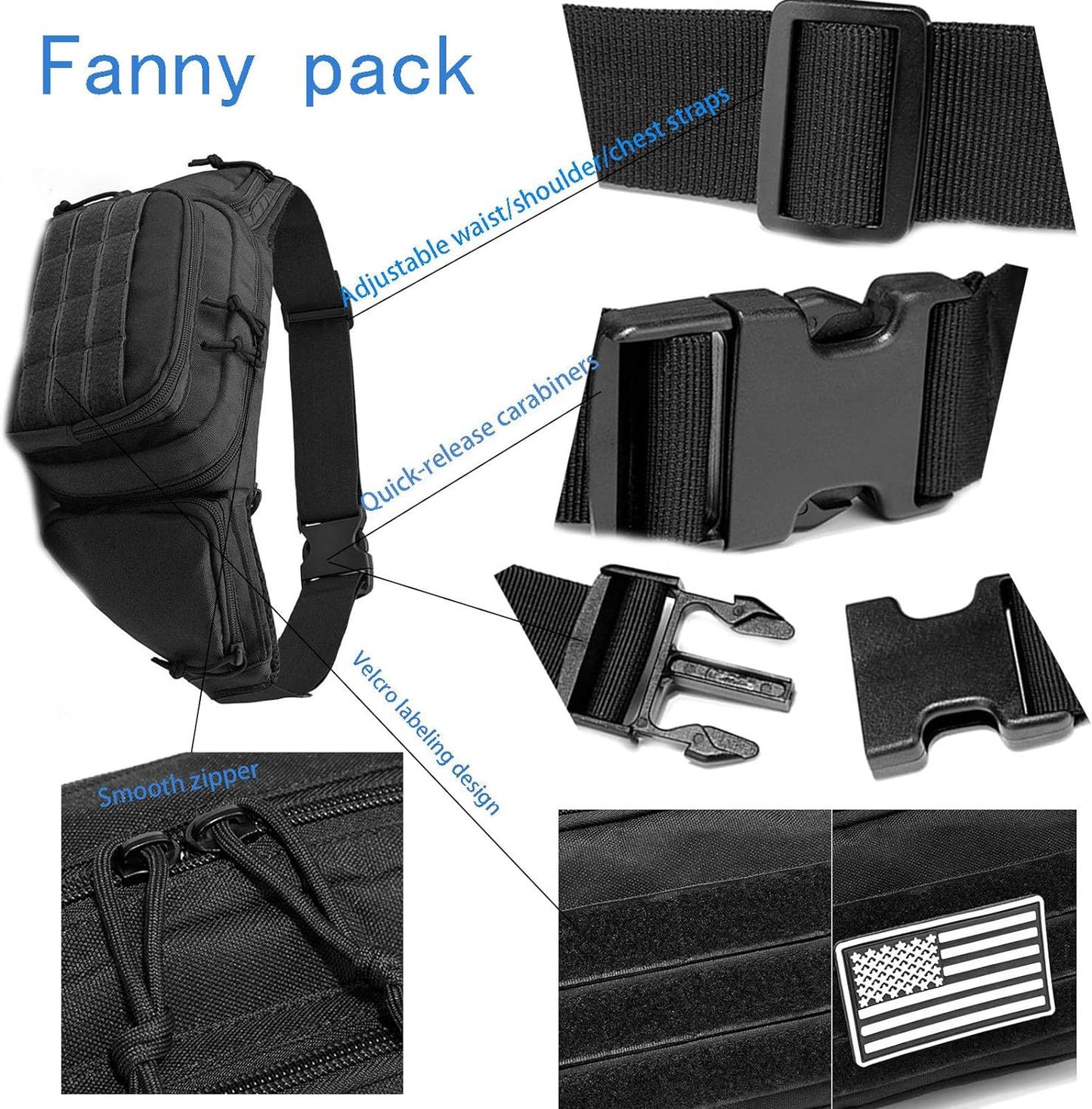 Green Rugged Tactical Waist Pack - MOLLE Outdoor Fanny Bag for Hiking Cycling & Travel