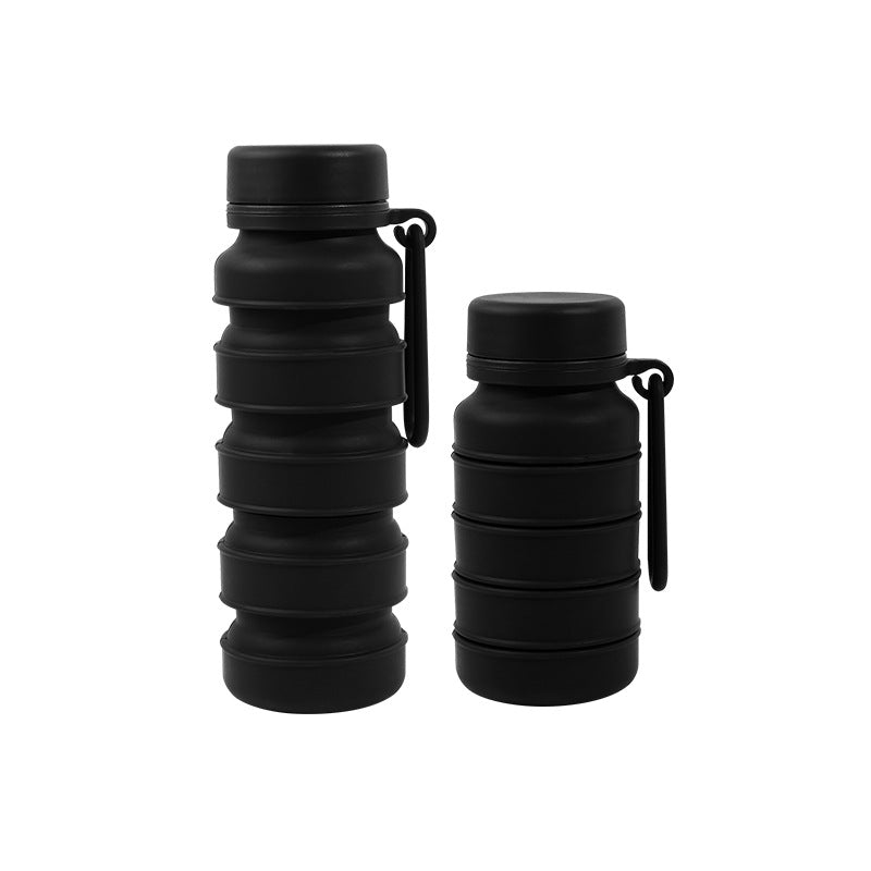 Black Collapsible Silicone Water Bottle - 510ml Portable Food - Grade Travel & Sports Drink Flask - Factory Direct Shop