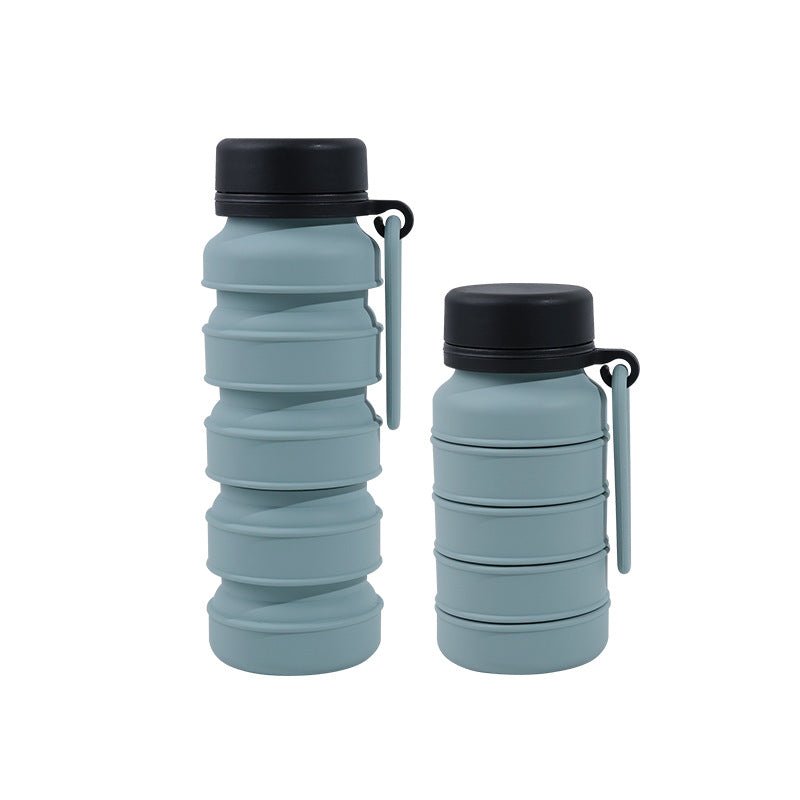 Blue and Black Collapsible Silicone Water Bottle - 510ml Portable Food - Grade Travel & Sports Drink Flask - Factory Direct Shop