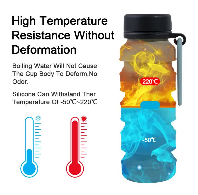 Pink Collapsible Silicone Water Bottle - 510ml Portable Food - Grade Travel & Sports Drink Flask - Factory Direct Shop