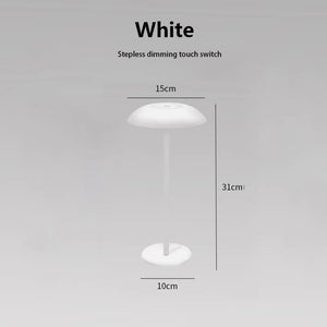 White Minimalist Rechargeable LED Touch Table Lamp - 3-Color Stepless Dimming Metal Desk Light
