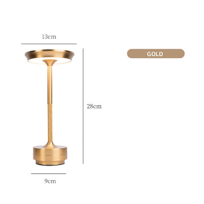 Gold Elegant Aluminum Alloy Rechargeable LED Touch Lamp - 3-Color Dimmable Cordless Table Light