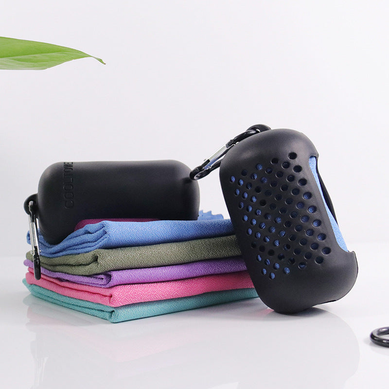 Pink Quick Dry Cooling Towel Set (2 Pack) - Microfiber Sport Towels with Silicone Cases & Carabiners